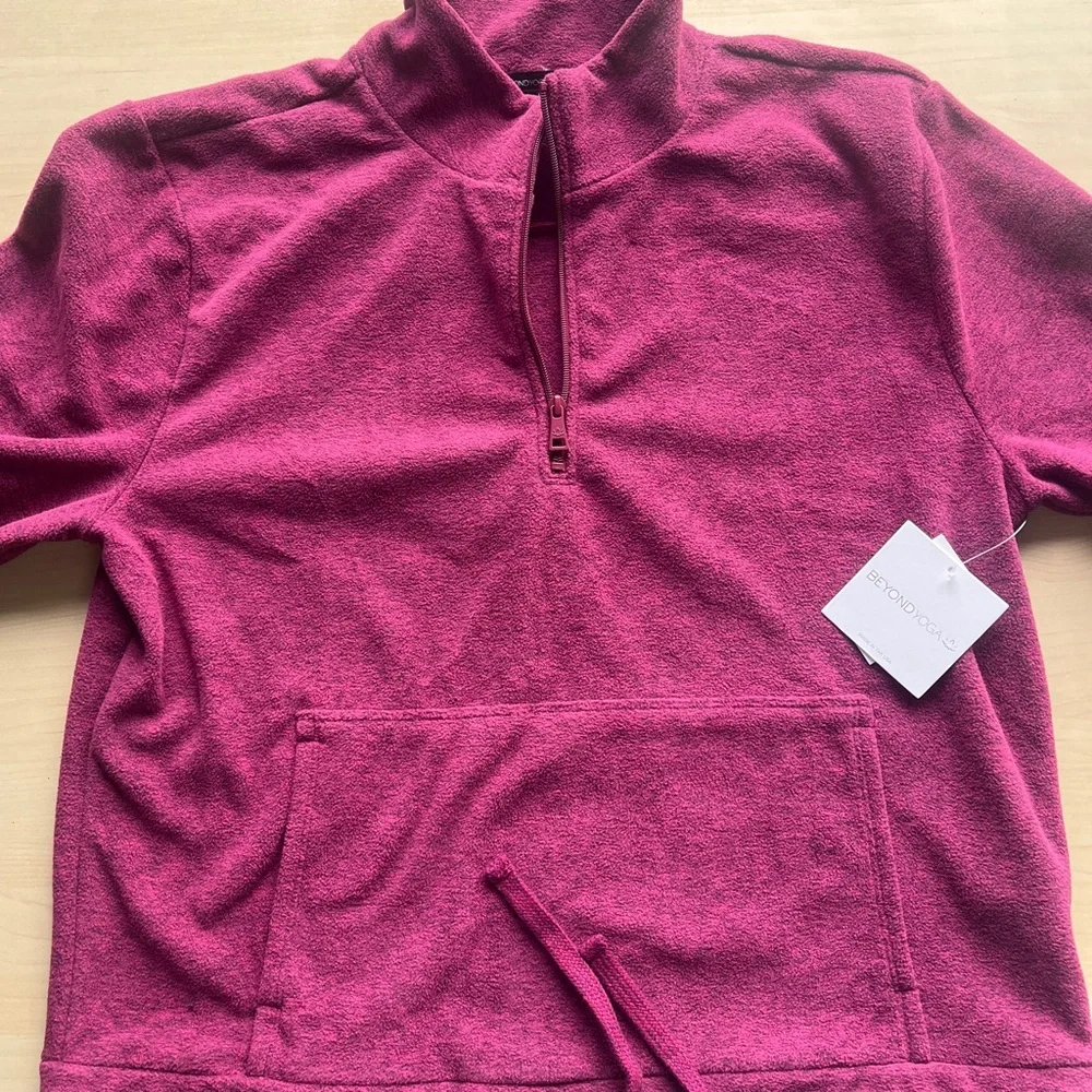 NWT Beyond Yoga New Terrain Pullover XL Heather Dark Beet Activewear Sweatshirt - Picture 8 of 11